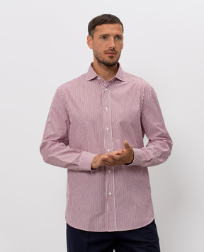 Brunello Cucinelli Бордова сорочка в смужку MY6490627