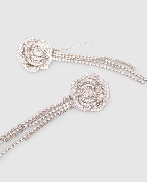 Nissa Сріблясті сережки у вигляді троянди з кристалами EXCER195