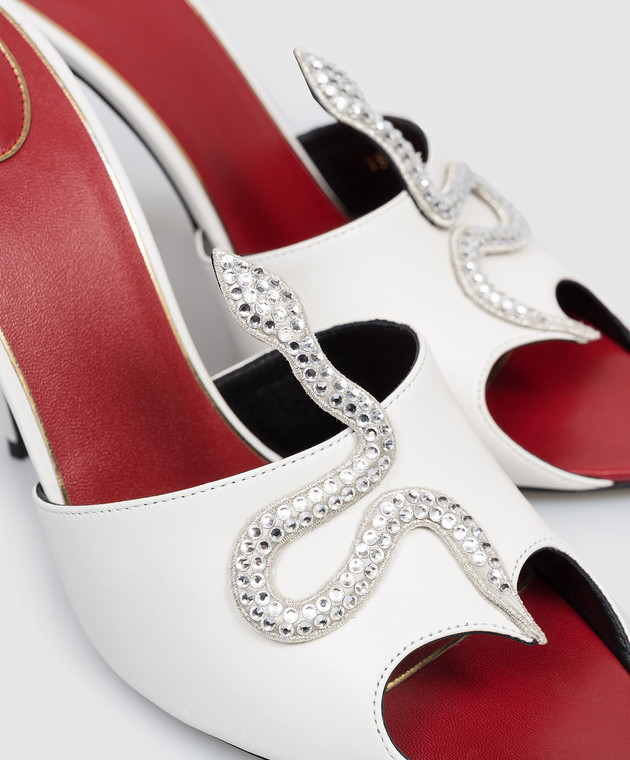 Valentino Білі шкіряні мюлі Coeur Vipère 8W0S0PD7HIZ зображення 5