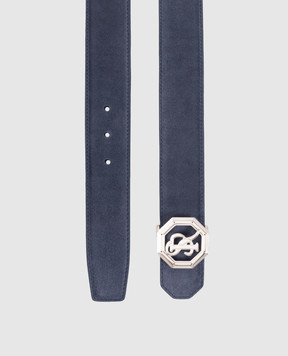 Stefano Ricci Синій замшевий ремінь з монограмою логотипа N381SDC366P
