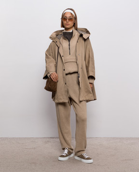 Brunello Cucinelli Бежевый свитер из кашемира на молнии M12250004P