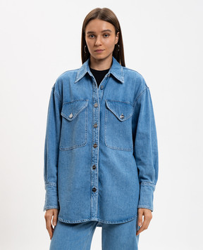 Dondup Голубая джинсовая рубашка Camicia с монограммой DC460DFE332DMB9