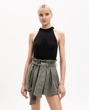 Balmain Чорний топ з вовни в геометричний візерунок HF1AE089KJ99