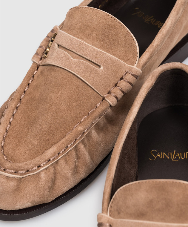 Saint Laurent Коричневые замшевые глянцевые LE LOAFER A001MM27DTT изображение 5