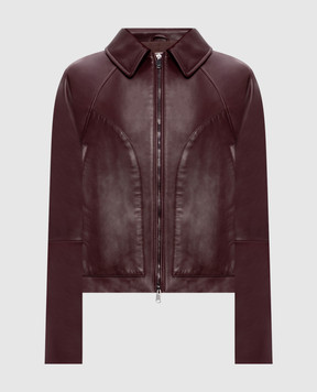 Brunello Cucinelli Бордова шкіряна куртка з ланцюжком моніль MPNMO7638P