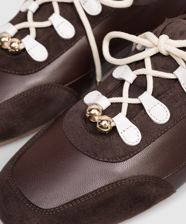 Babe Pay Pls Коричневі шкіряні кросівки з намистинами NICKY зображення 5