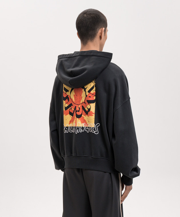 Palm Angels Чорна спортивна куртка з контрастним принтом логотипа PMBE02HS26FLE001 зображення 4