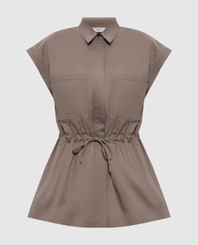 Peserico Коричневая рубашка с цепочкой мониль A0681901979