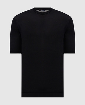 Stefano Ricci Чорна футболка із шовку з вишивкою логотипа K616215G10F26101