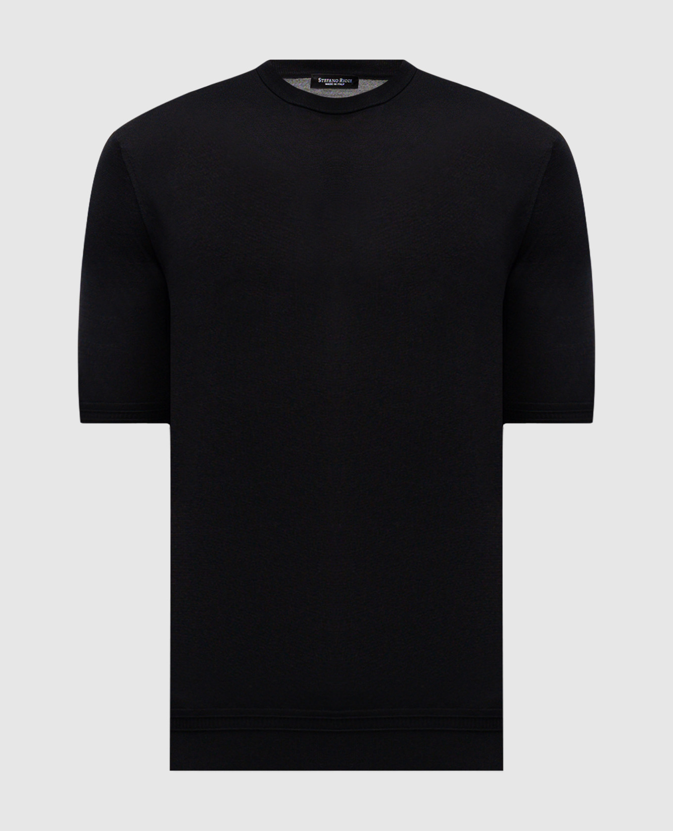 Черная футболка из шелка с вышивкой логотипа