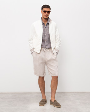 Brunello Cucinelli Бежеві шорти з льону з відворотами M243DU0020