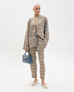 UMA WANG Бежевый кардиган Juno в клеточку UM6512