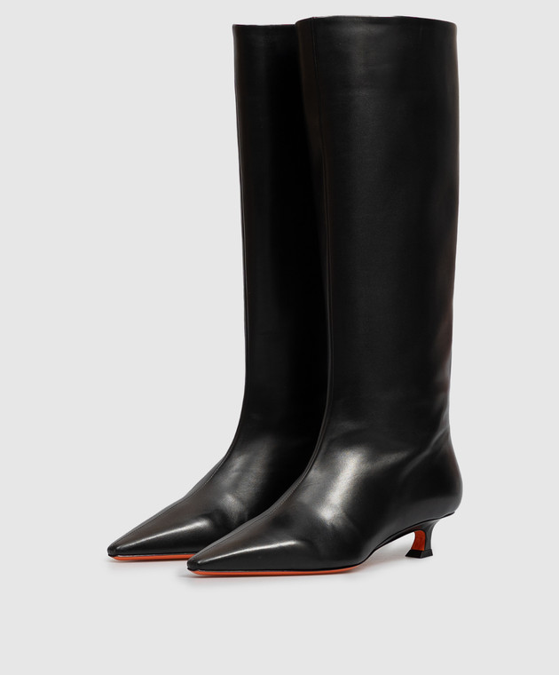 Santoni Чорні шкіряні чоботи WSTI72407HI2NXUY зображення 2