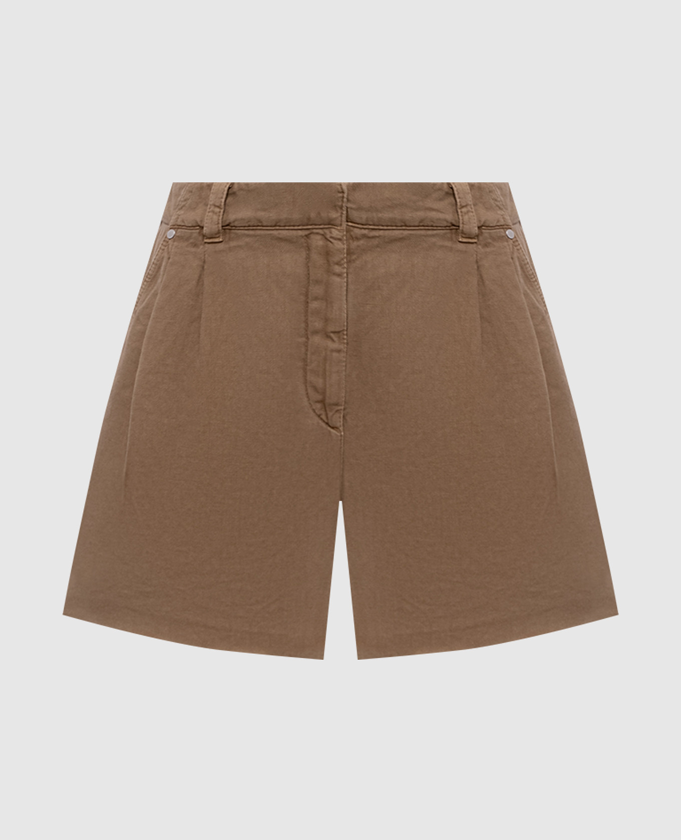 Коричневые джинсовые шорты с леном с цепочкой мониль