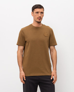 Moncler Коричнева футболка з нашивкою логотипа L10918C0004489AUG