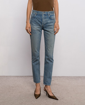 Saint Laurent Голубые джинсы с эффектом потертости 873827Y863G