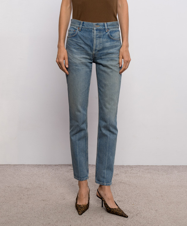 Saint Laurent Голубые джинсы с эффектом потертости 873827Y863G изображение 3