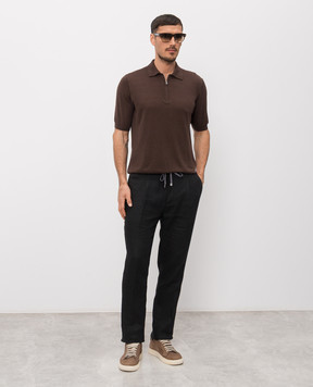 Cashmere&Whiskey Коричневе поло із шовку та льону MU9892314520R