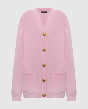 Balmain Розовый кардиган из шерсти и кашемира GF1KO003KI87