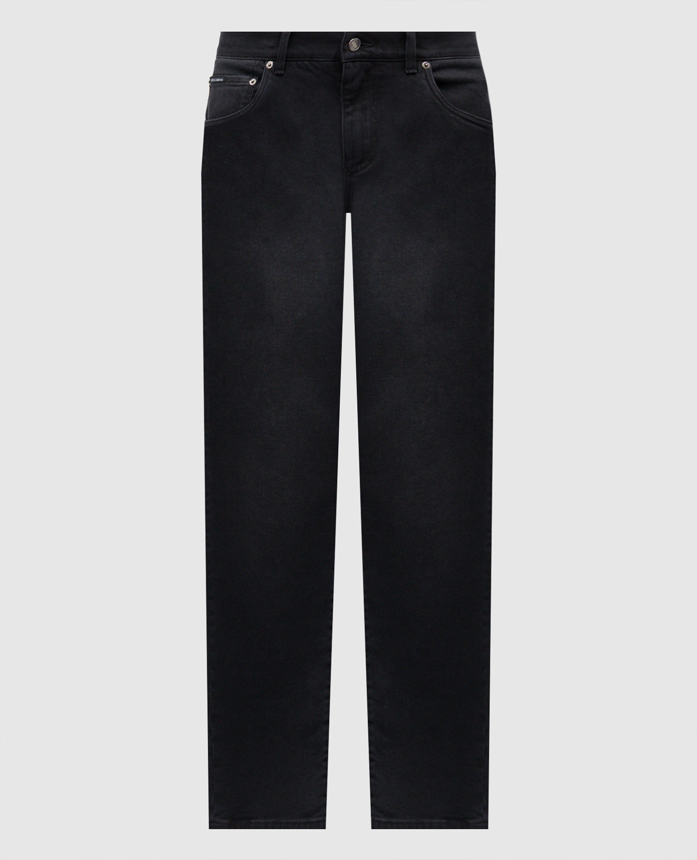 

Черные джинсы с эффектом потертости, Черный, Зауженные джинсы