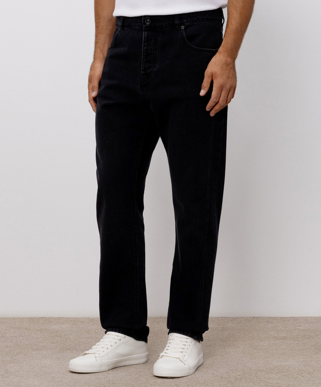Balmain Чорні штани з патчем логотипа HH1MI115DG13 зображення 3