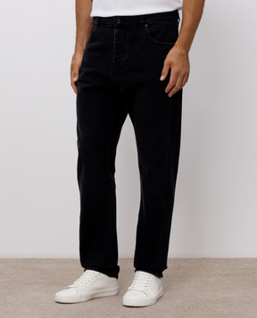 Balmain Чорні штани з патчем логотипа HH1MI115DG13