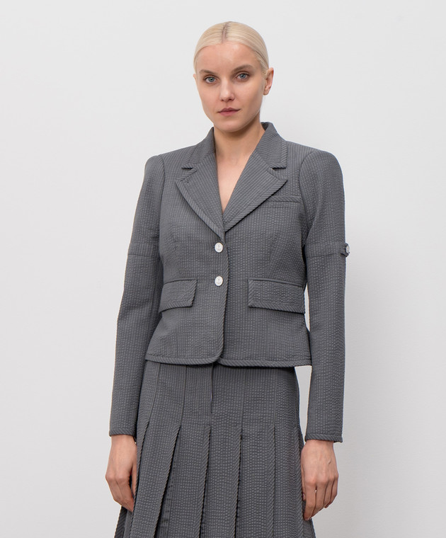 Thom Browne Сірий жакет з вовни FBR067B06455 зображення 3