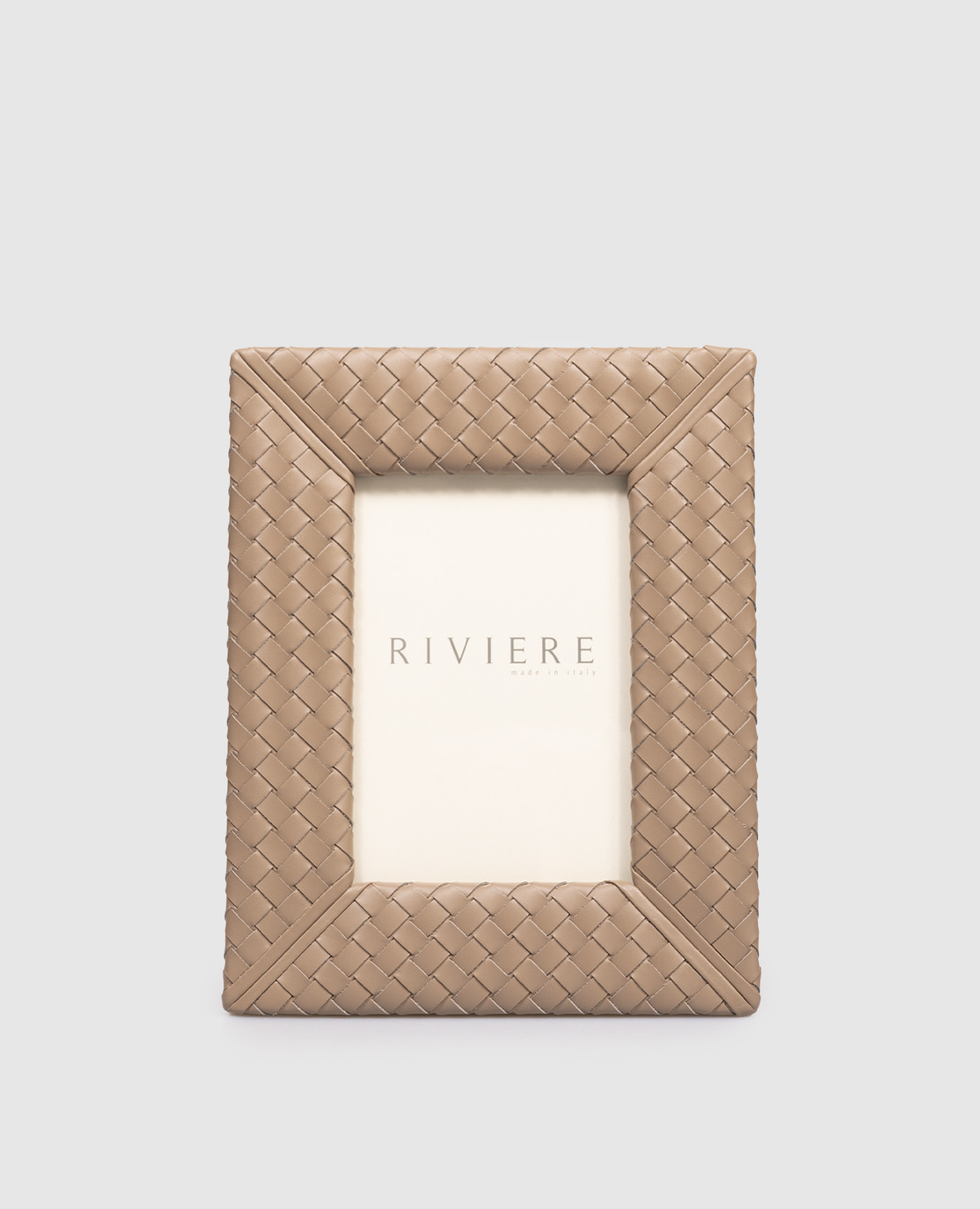 

Коричневая кожаная фоторамка Nora с плетением, Коричневый, Декор