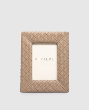 Giobagnara Коричнева шкіряна фоторамка Nora з плетінням F1INTRV105