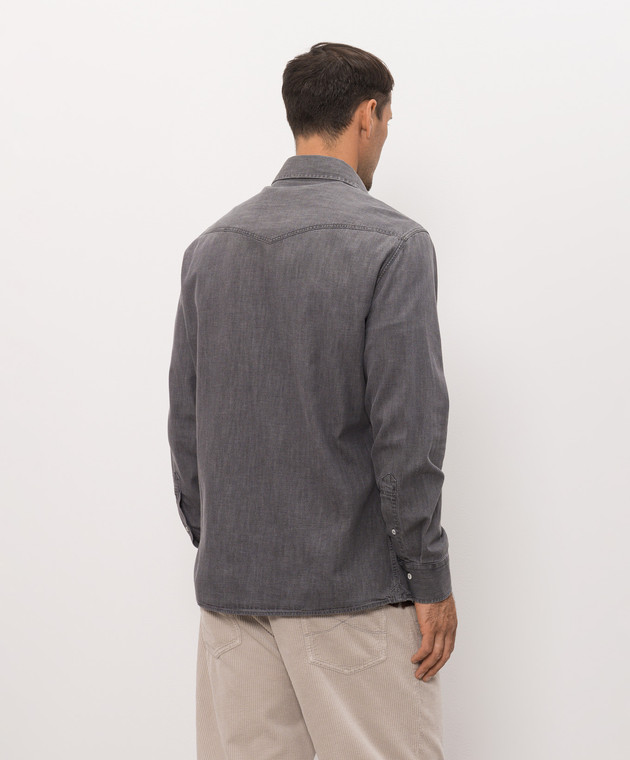 Brunello Cucinelli Серая джинсовая рубашка MH1924008 изображение 4