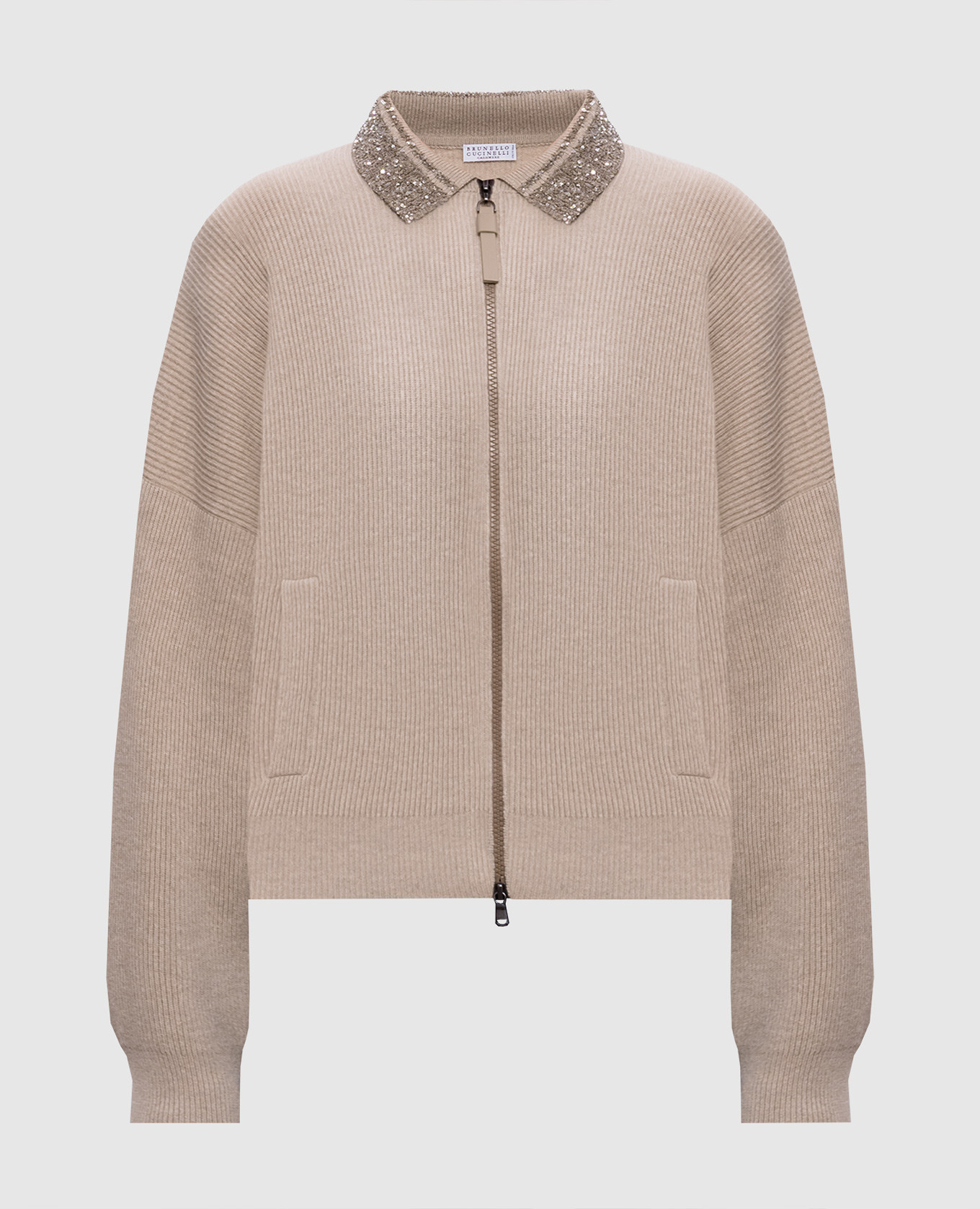 

Бежевый кардиган из шерсти, кашемира и шелка, Кардиганы