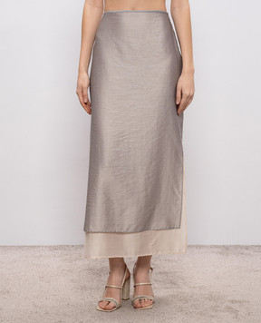 Peserico Серая юбка миди с цепочкой E051448867B