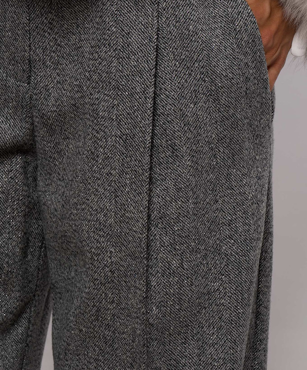 Brunello Cucinelli Сірі штани у візерунок з люрексом MD007P8884 зображення 5