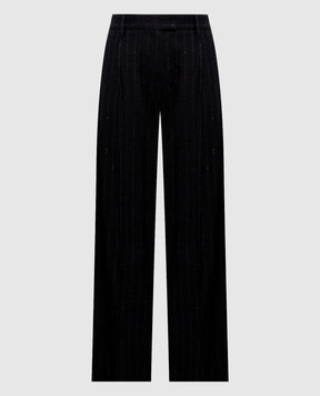 Brunello Cucinelli Темно-серые брюки с шерстью в полоску MG576P8884