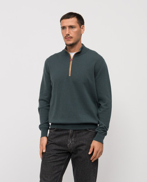 Kiton Зеленый свитер из кашемира с молнией UMK0524