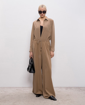 Max Mara Коричневі штани GENERO із шовку MXMGENERO