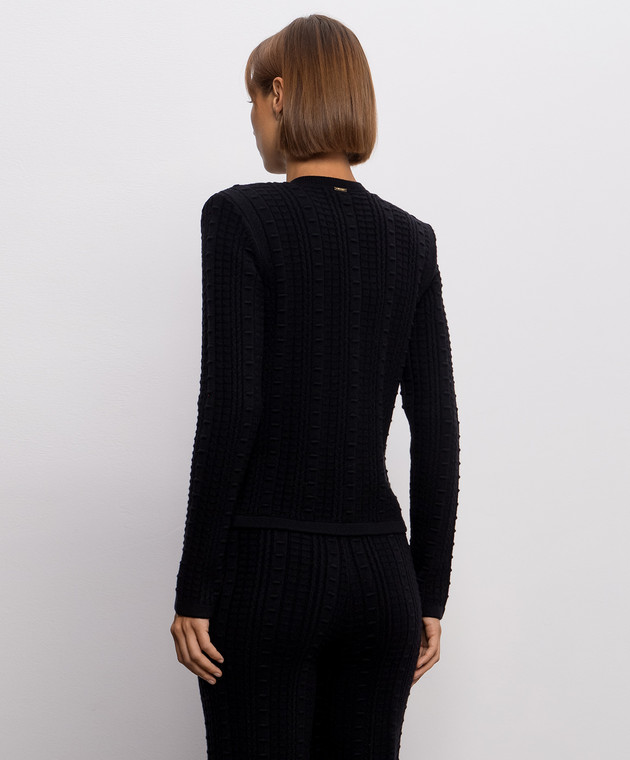 Twinset Черный кардиган с фактурным узором 262TP3101 изображение 4