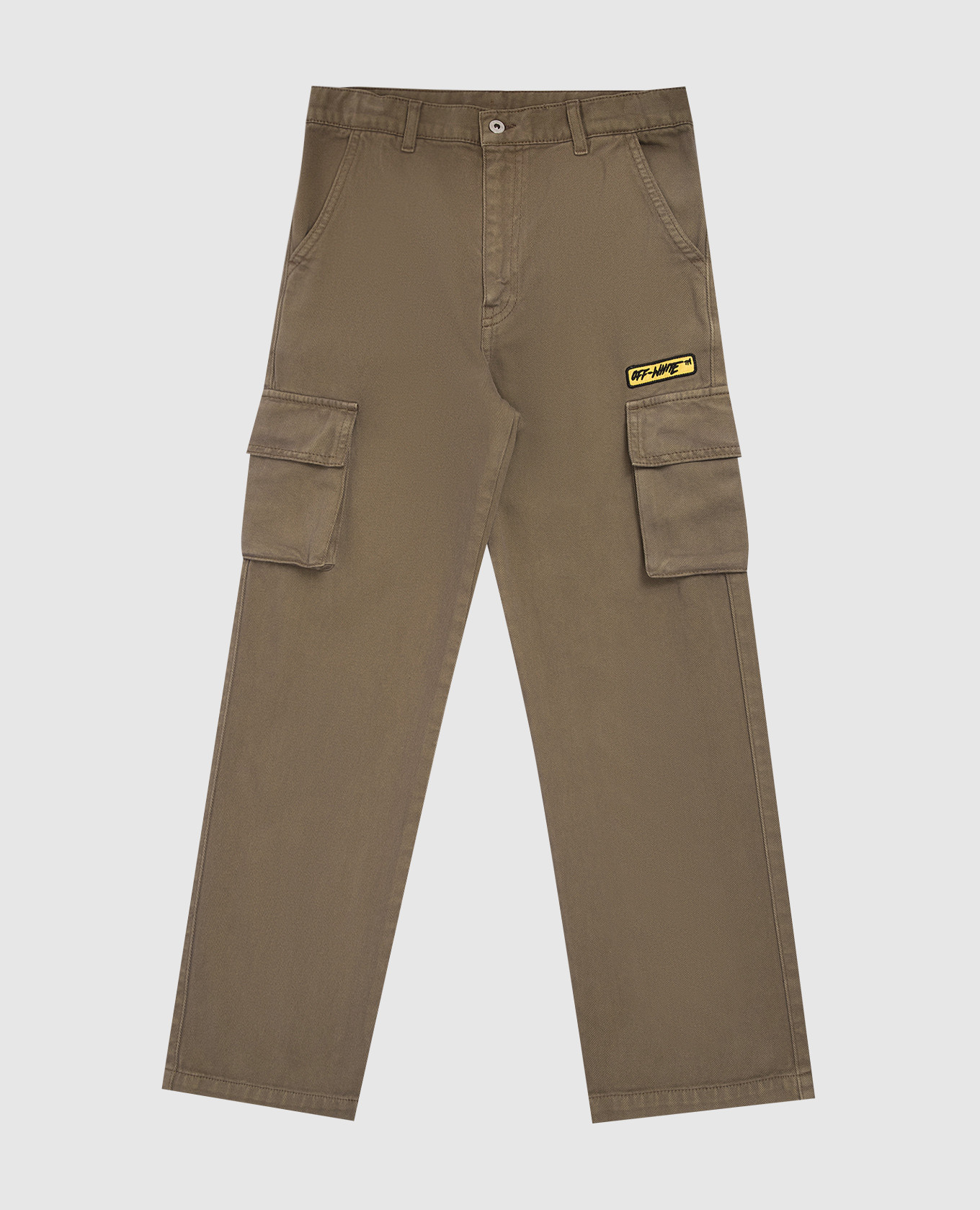 

Детские джинсы цвета хаки с нашивкой логотипа, Джинсы