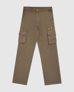 Off-White Дитячі джинси кольору хакі з нашивкою логотипа 44BCF008S26F001