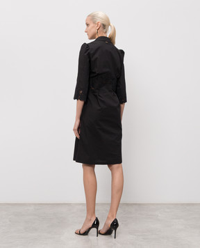 Twinset Чорна сукня-сорочка з вишивкою бродері 261TT2034