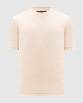 Brett Johnson Бежевая футболка из льна и шелка SS26J8JD609SAN