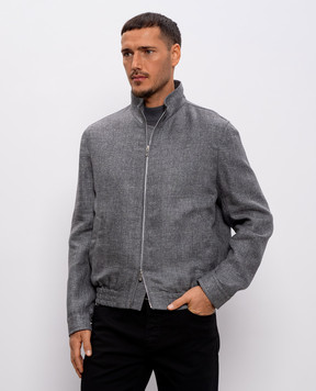 Brunello Cucinelli Сіра куртка із шовку, льону та вовни MZ4036580