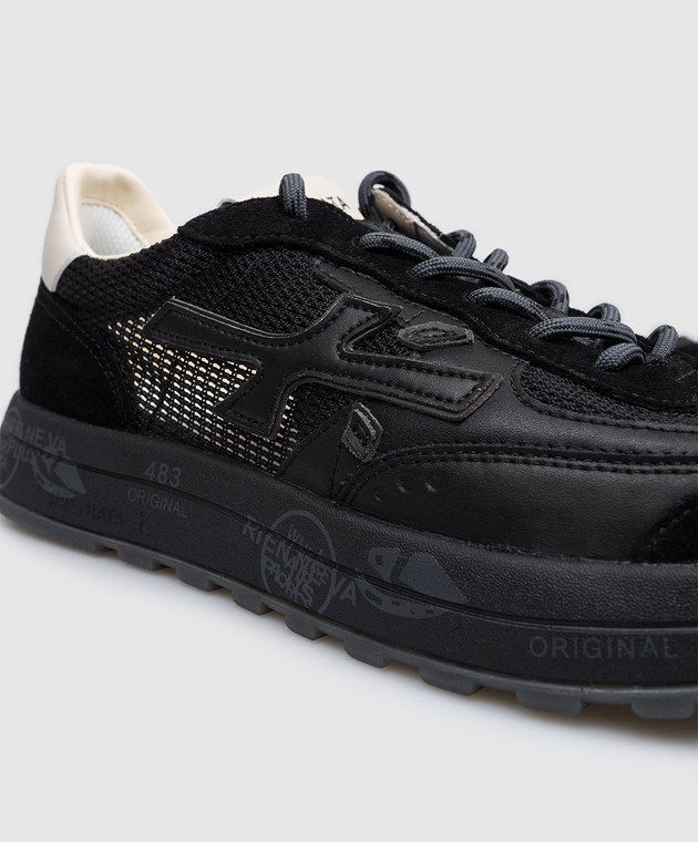 Premiata Чорні комбіновані кросівки NOUS з принтом логотипа NOUS зображення 5