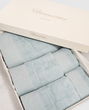 Blumarine Home Набор голубых махровых полотенец Crystelle с вышивкой 5 шт H0000230044