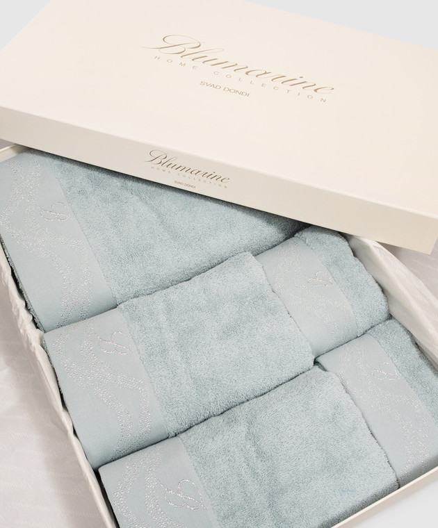 Blumarine Home Набор голубых махровых полотенец Crystelle с вышивкой 5 шт H0000230044 изображение 2