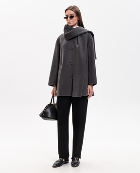 Max Mara Сіре пальто ALICIA з вовни з шарфом SMMALICIA