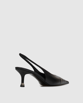 Alexander Wang Черные кожаные слингбеки SLASHER с молниями 30426P007