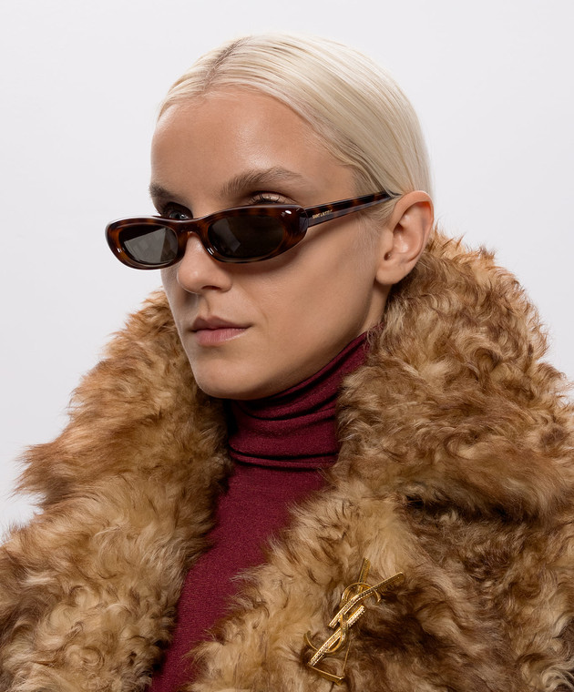 Saint Laurent Коричневые солнцезащитные очки 557 SHADE PLUMP A003CXY9958 изображение 2