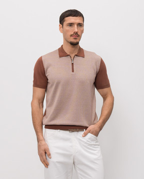 Enrico Mandelli Коричневе поло з шовком у візерунок 1K024A5703