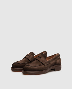 Santoni Коричневые замшевые лоферы WUYW72448CIONHSY